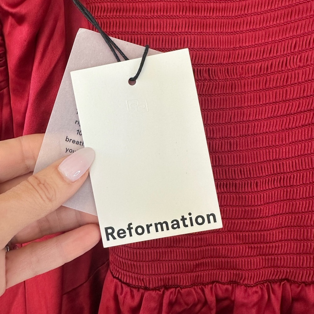 Reformation Red One-Shoulder Satin Mini Dress - Picture 10 of 12